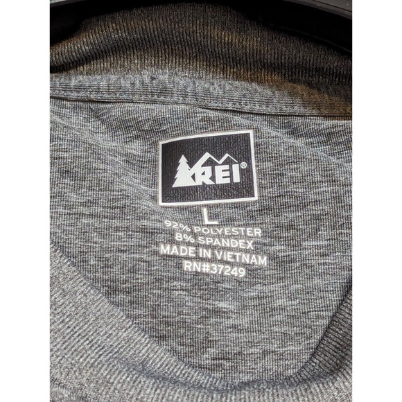 REI Activewear Shirt‎ Adult Size Large Gray Hiking Outdoors Stretch Mens Tshirt - Picture 8 of 9